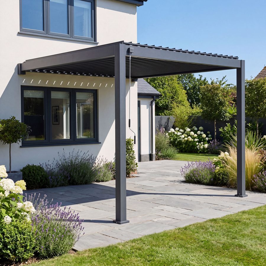Legacy Aluminium Metal Wall Mounted Pergola in Graphite Grey