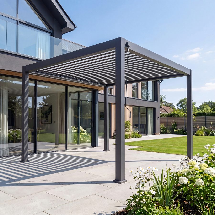 Legacy Aluminium Metal Pergola in Graphite Grey