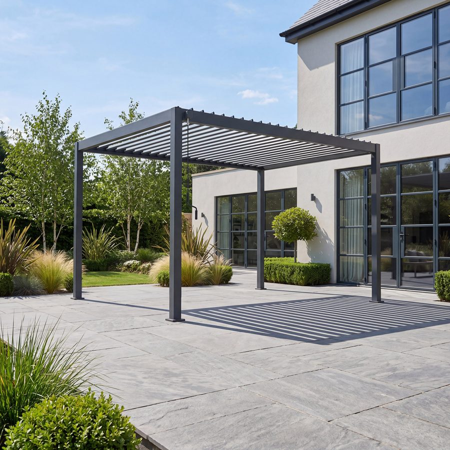 Proteus Metal Pergola in Graphite Grey