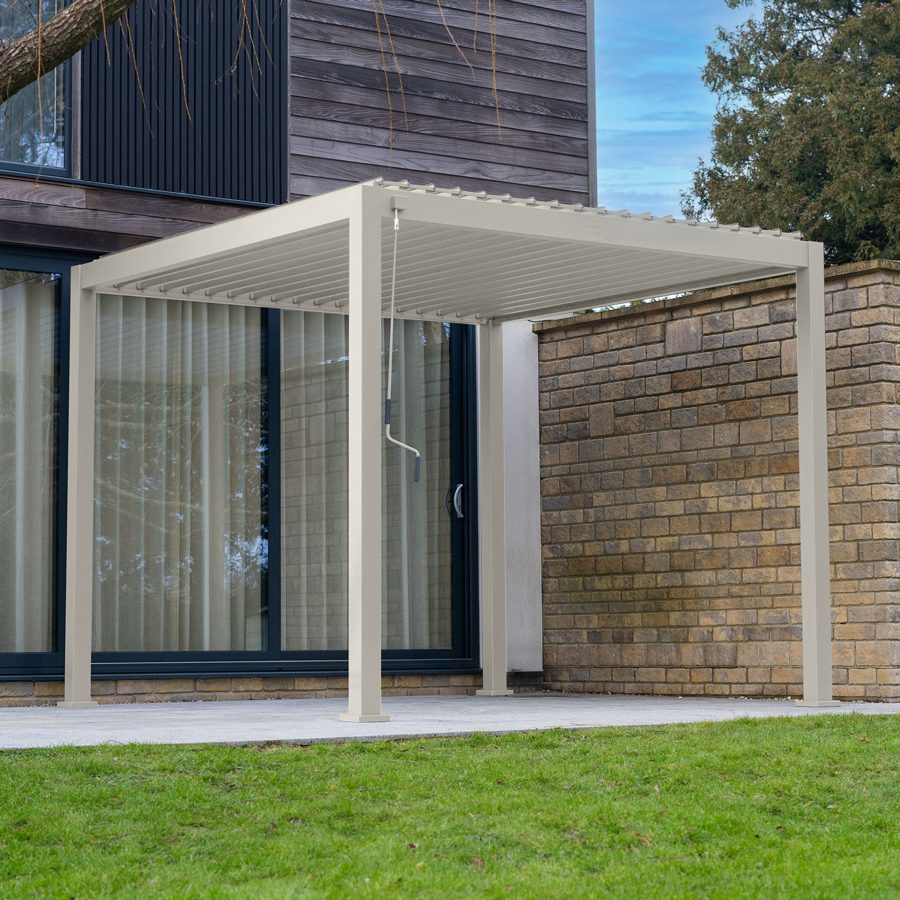 Legacy Aluminium Metal Pergola in Pebble