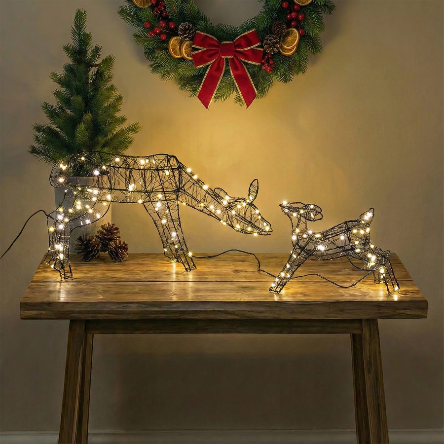 Light Up Flair Mini Doe & Fawn Twinkle Reindeer
